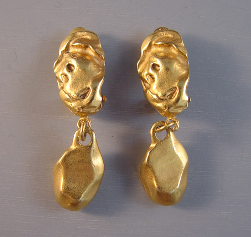 DONNA KARAN matte gold tone dangle earrings