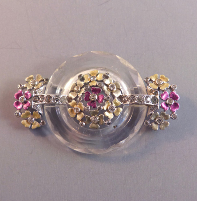 MB BOUCHER faceted circle brooch purple