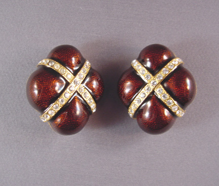 EDGAR BEREBI brown enamel earrings
