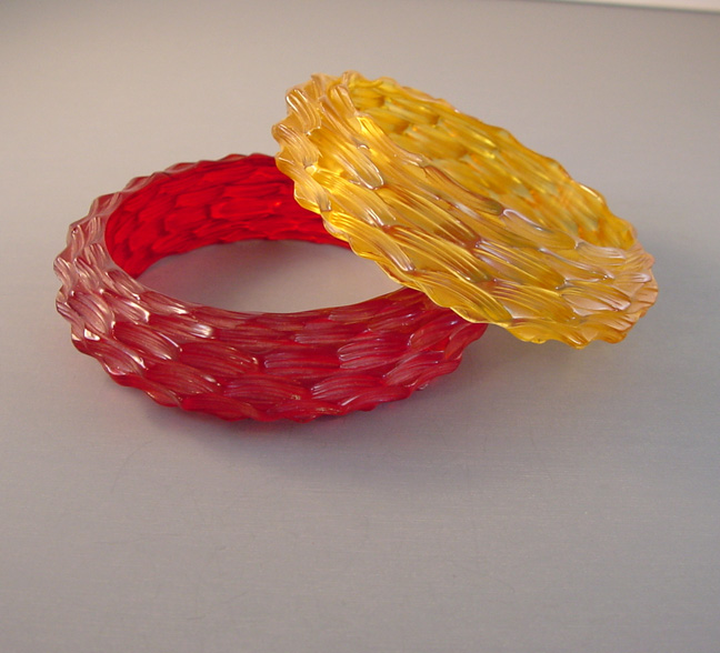 BAKELITE transparent red and apple juice bangle set of 2