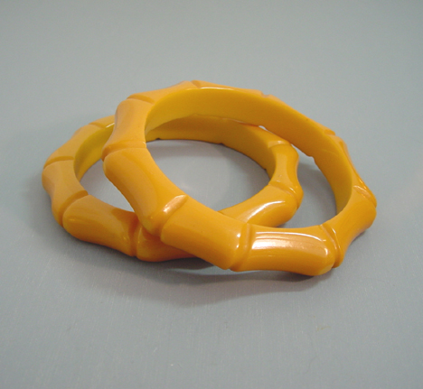 BAKELITE butterscotch bamboo bangles, set of 2