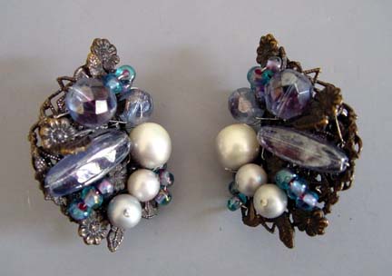 ALICE CAVINESS purple & pearl earrings