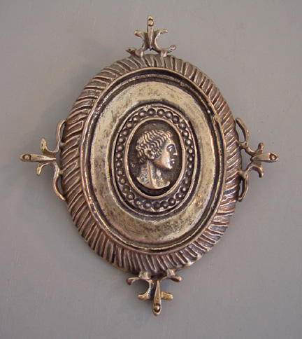 REBECCA COLLINS sterling silver Classical man oval brooch