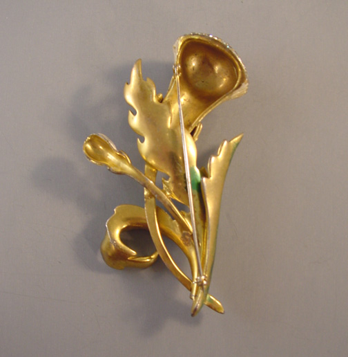 DEROSA unsigned enameled thistle brooch with translucent enamel - $398. ...