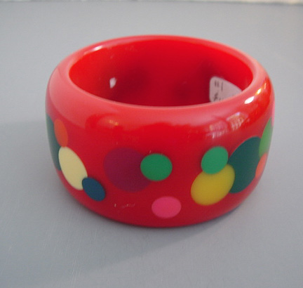 DOMBEK bakelite chunky red bangle with dots