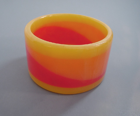 DOMBEK bakelite wide laminated bangle, marbled citrus colors