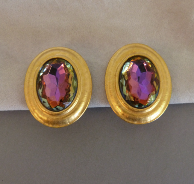 COLORFUL rainbow rhinestone earrings