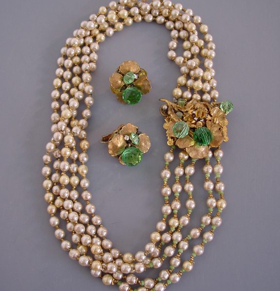 EUGENE artificial pearl necklace and earrings Morning Glory Jewelry