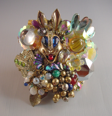 WENDY GELL Wristy with vintage Karu rabbit center