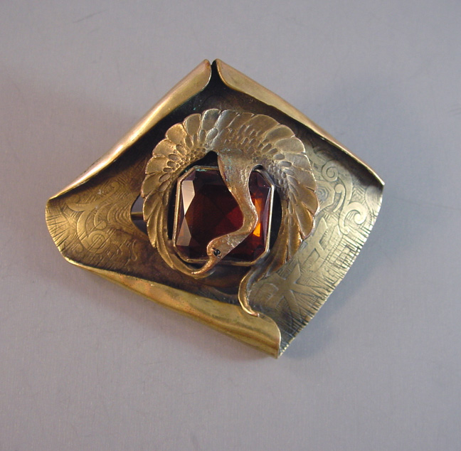 GNS George STEERE Phoenix motif hidden locket brooch c 1910
