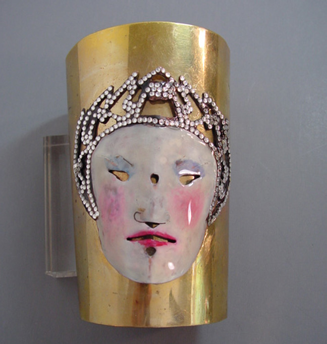 JOSEPH GOURDJI wide cuff bracelet with enameled face