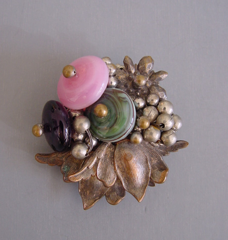 MIRIAM HASKELL dress clip pink, green, purple