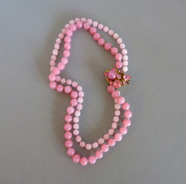 MIRIAM HASKELL pink glass beads