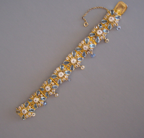 HOBE bracelet with unfoiled aqua and clear rhinestones