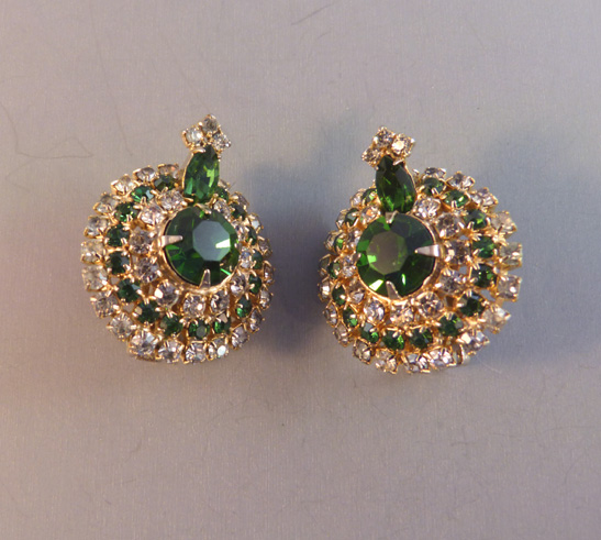 HOBE green & clear rhinestone earrings - $22.00 - Morning Glory Jewelry ...