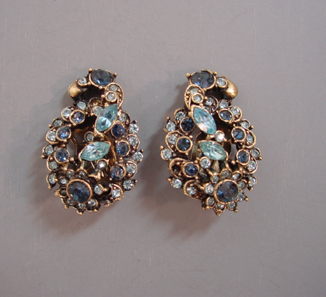 HOLLYCRAFT 1954 pink rhinestone round earrings - Morning Glory Jewelry ...