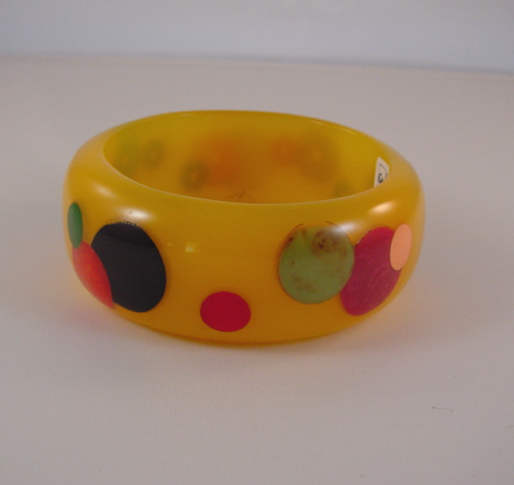 KRONIMUS bakelite translucent yellow & dots bangle