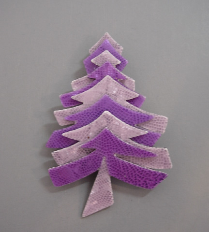 LEA STEIN Christmas tree brooch laminated two-tone purple