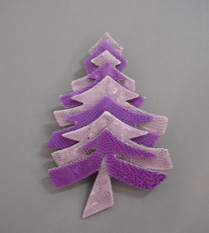 LEA STEIN Christmas tree brooch laminated two-tone purple