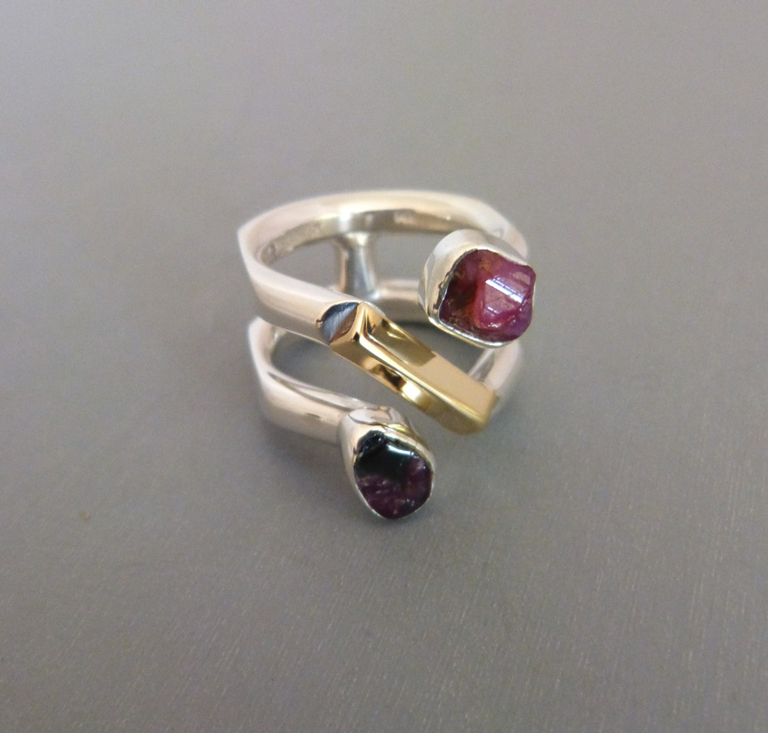 LILLY BARRACK sterling hand made ring with raw ruby