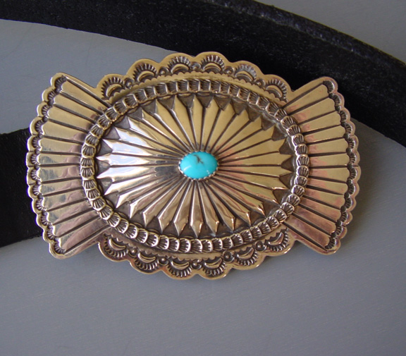 CONCHO BELT Jerry T. Nelson Native American turquoise and sterling ...