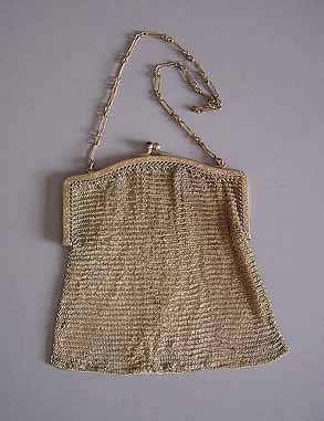 DECO era “A” gilt silver mesh purse, flapper era