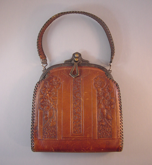 BOSCA BUILT Arts & Crafts leather purse with embossed floral