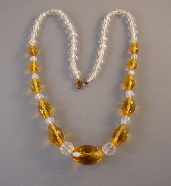TOPAZ and clear glass beads necklace