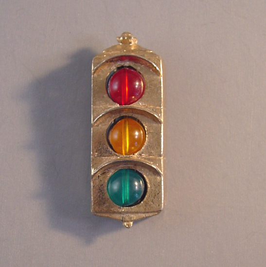 TRAFFIC LIGHT fur clip red green yellow glass balls