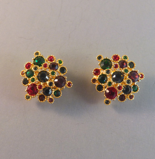 EARRINGS with gem tone rhinestones