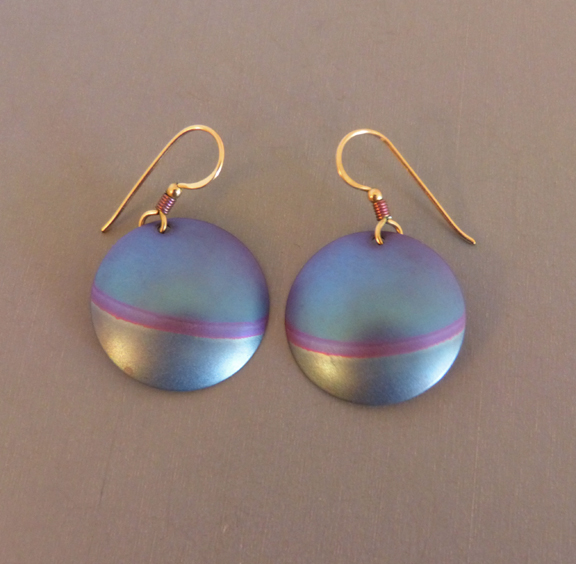 EARRINGS blue and purple anodized titanium