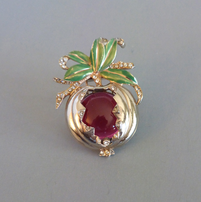 POMEGRANATE fruit fur clip, delicious luminescent red