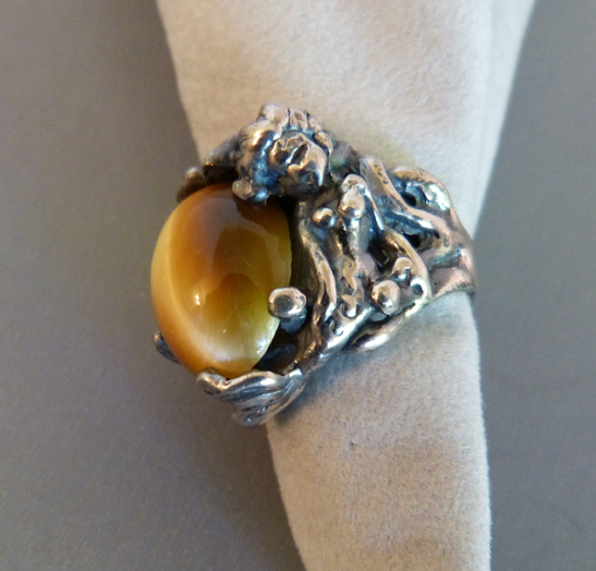MERMAID sterling ring with a tiger eye center
