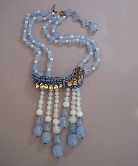 FRENCH Rousselet blue opalescent necklace - Morning Glory Jewelry