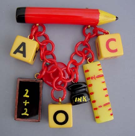 SHULTZ  bakelite school days pin with pencil, ink