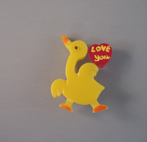 SHULTZ bakelite yellow Love You duck pin