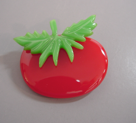SHULTZ bakelite lovely red tomato brooch