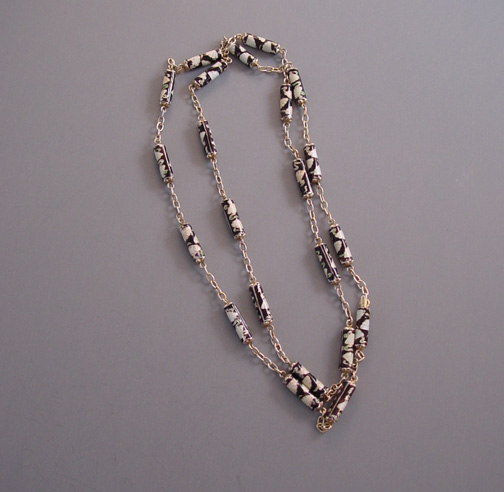 CHINA sterling and enameled tube shaped beads necklace