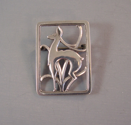 E&M Eiler & Marloe sterling deer brooch