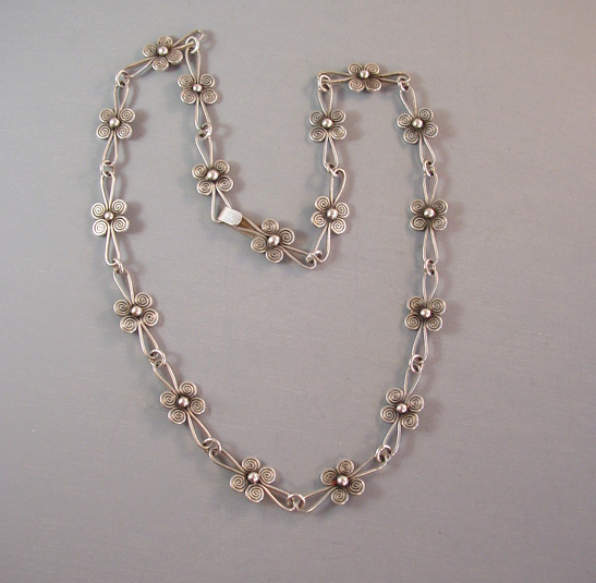 Borge Alexis Godtbergsen 830 silver flowers mid-century necklace