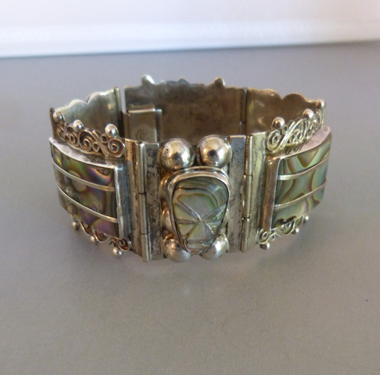 FARFAN “Hencho Mexico” silver bracelet abalone masks