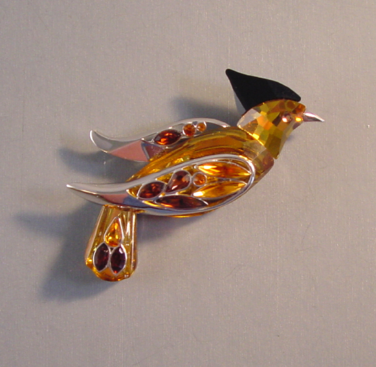 DANIEL SWAROVSKI crystal bird brooch set in sterling, new in box