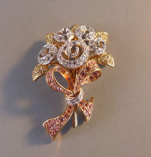 SWAROVSKI 1998 Compassion flower bouquet brooch - Morning Glory Jewelry