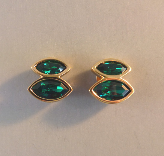 SWAROVSKI emerald green marquis earrings, pre-1988