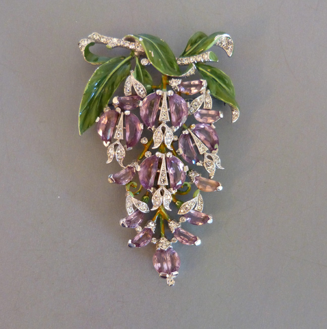 TRIFARI wisteria brooch with lavender demi-lunes