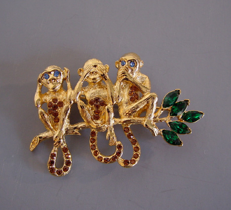 TRIFARI Jewels 1996 monkeys brooch