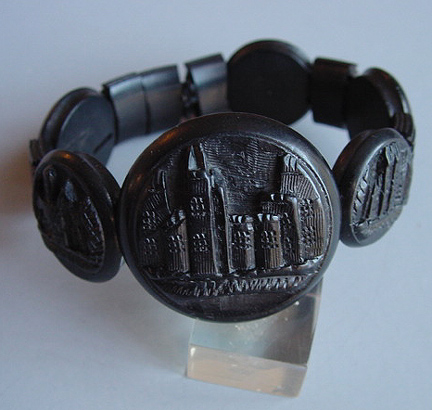 VICTORIAN bog oak scenic castle bracelet