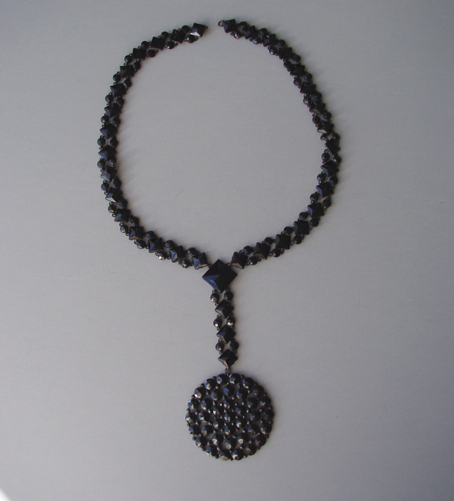 VICTORIAN French jet necklace pendant 18″