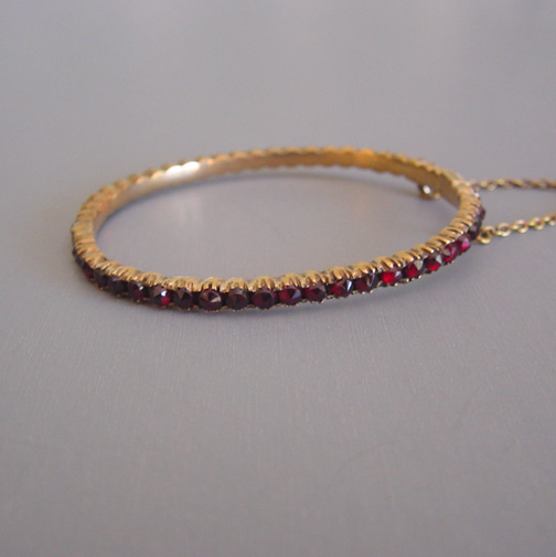 BOHEMIAN garnet gold hinged bangle