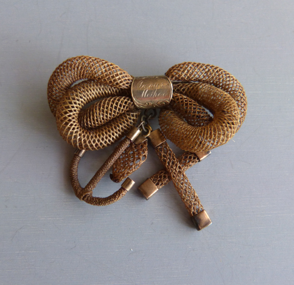 VICTORIAN rare woven hair Mother brooch